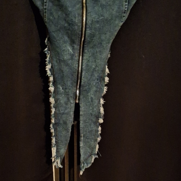 Aura Blue Denim Women's TOP with Pearl Accents - Picture 4 of 7